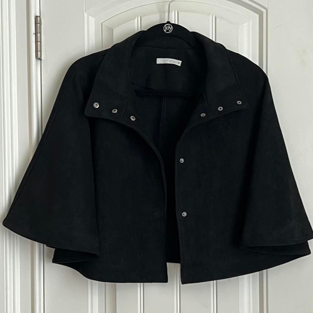 Zara Cropped Suede Cape Jacket — Size M